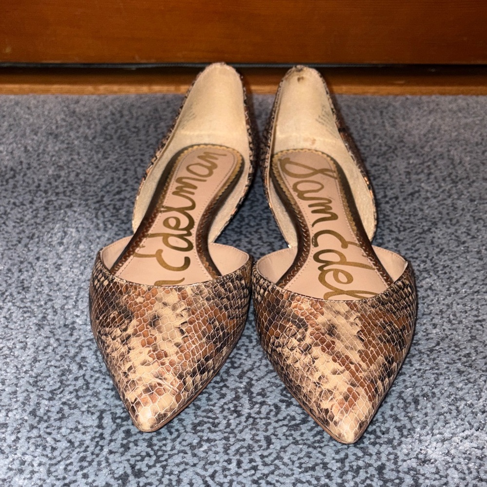 Sam Edelman Tan Snakeskin Flats